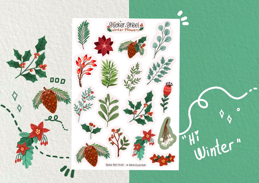 Winter Flowers Sticker Sheet