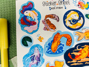 Koi Fish Sticker Sheet - Japanese Fish