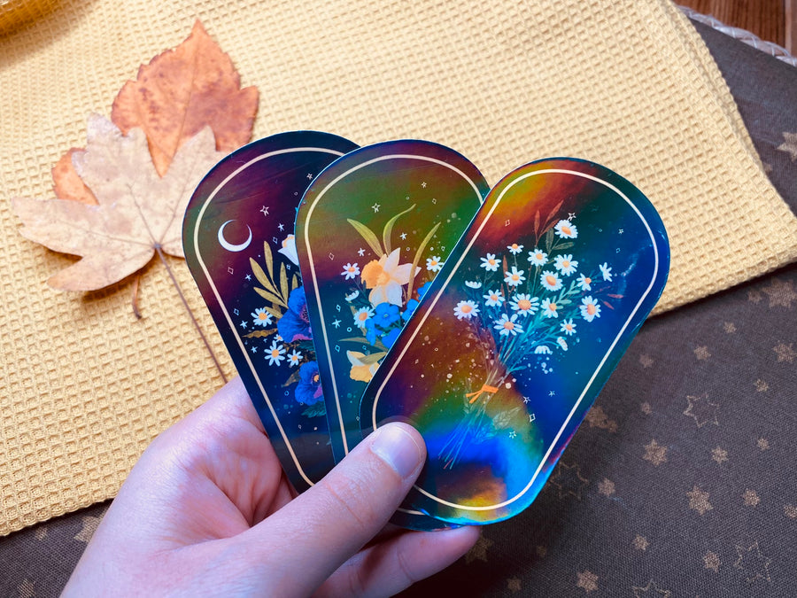 Floral Holographic Vinyl Stickers