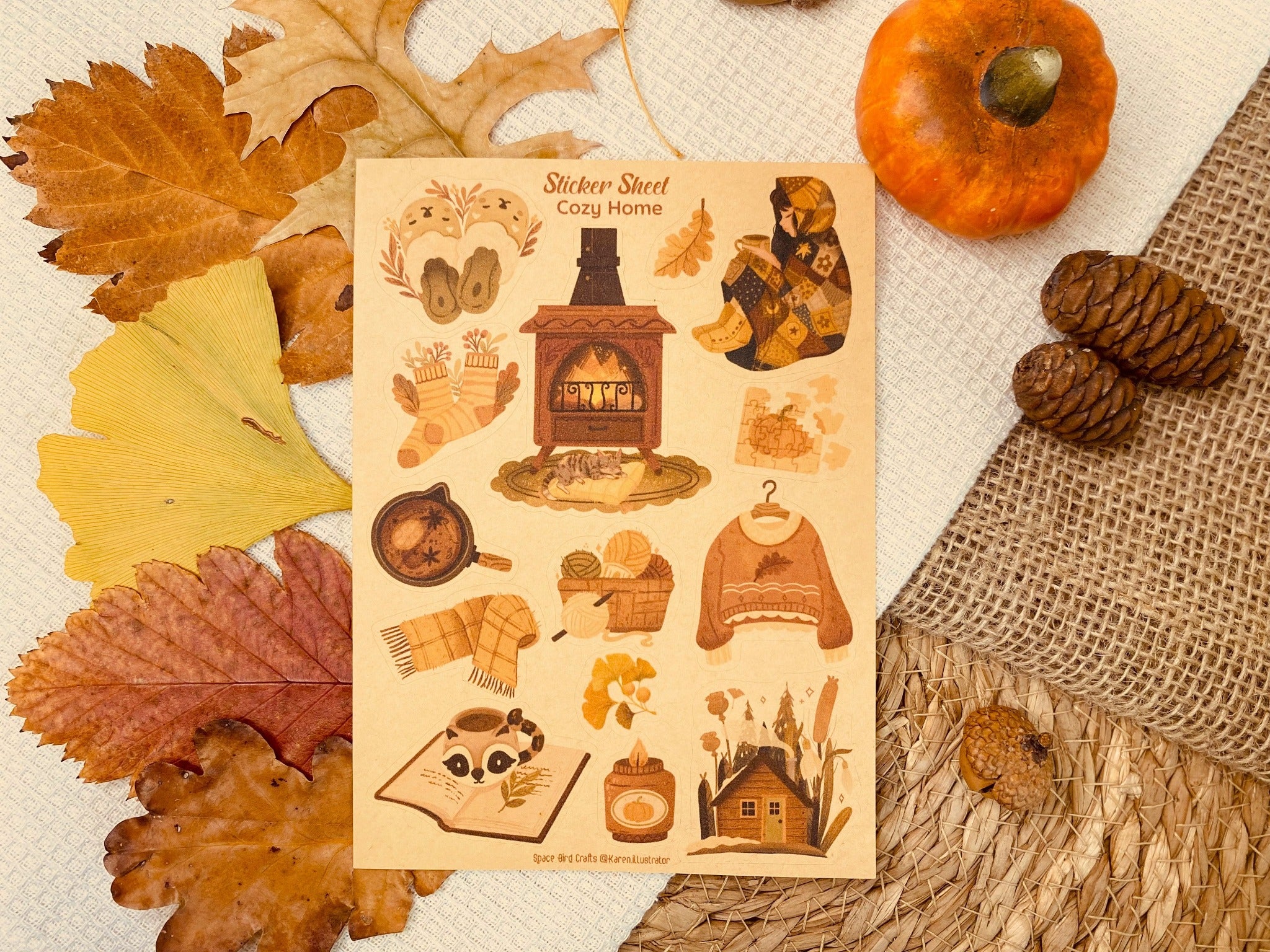 autumn cottagecore sticker sheet