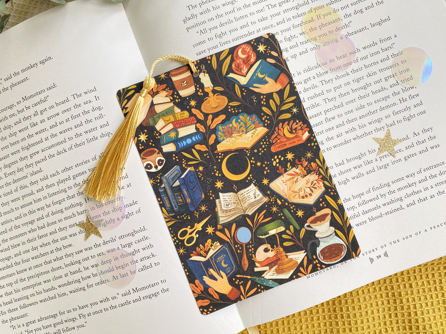 Cozy Reading Bookmark Library Card