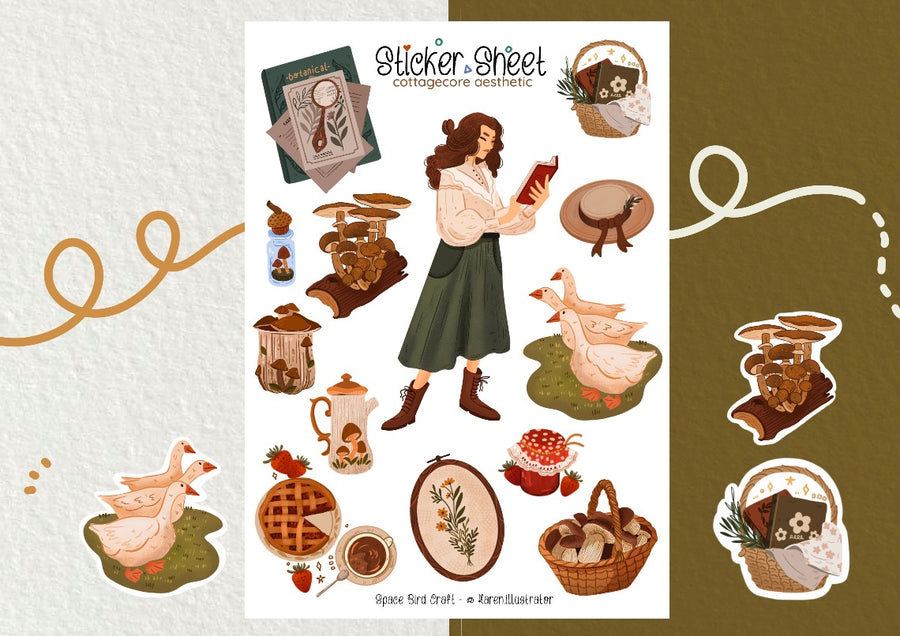 Cottagecore Aesthetic Sticker Sheet