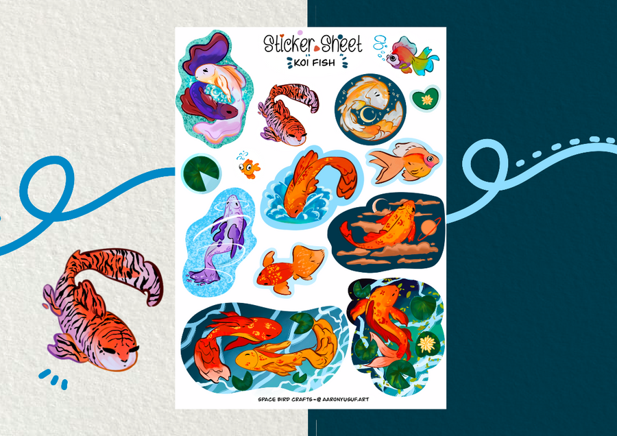 Koi Fish Sticker Sheet - Japanese Fish