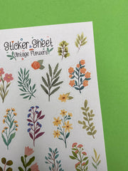 Vintage Flowers Sticker Sheet