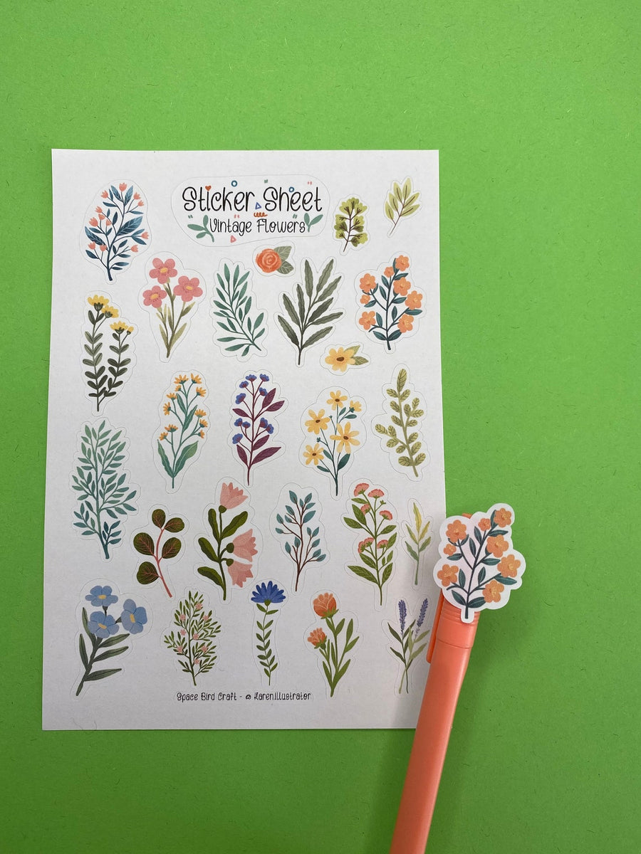 Vintage Flowers Sticker Sheet