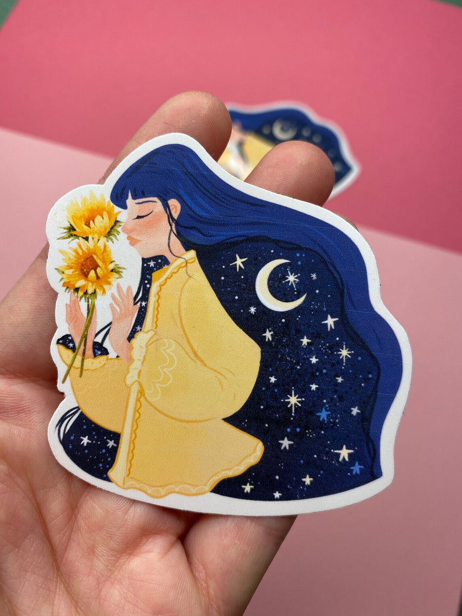 Moon Girl Glossy Sticker