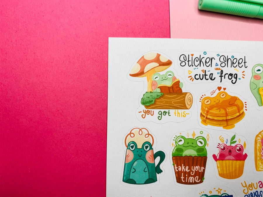 Cute Frog Sticker Sheet