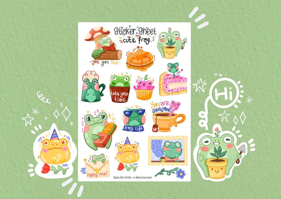 Cute Frog Sticker Sheet