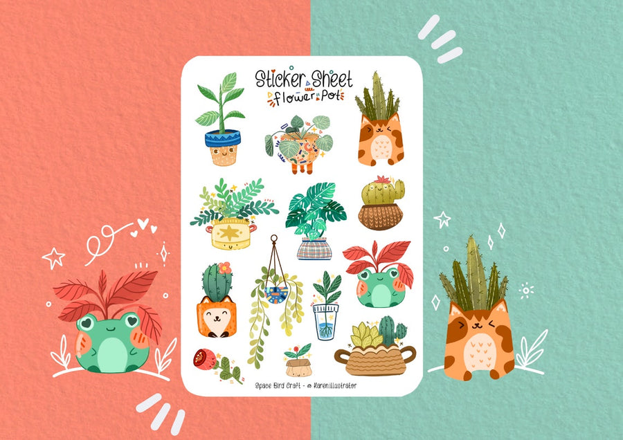 Flower Pot Sticker Sheet