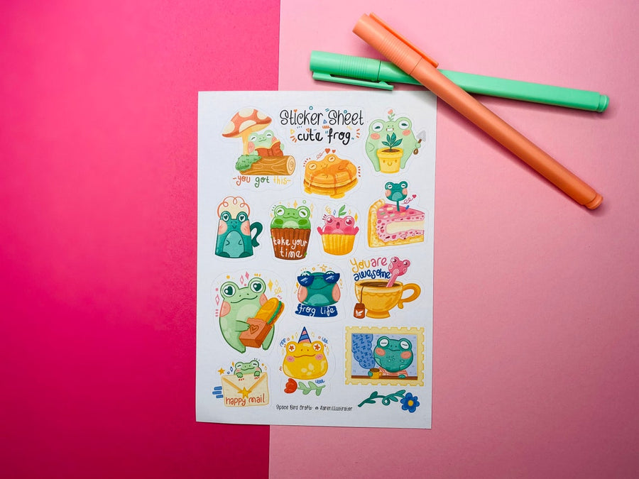 Cute Frog Sticker Sheet